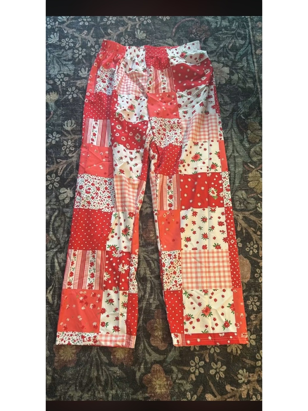 Womens Patchwork Print Lounge Pants - Red